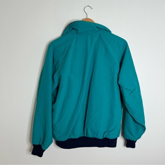 Vintage 90s Lands' End Fleece Lined Jacket Teal Navy Blue Pockets Winter Size L - Picture 12 of 16
